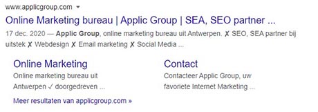SERP feature - Site links